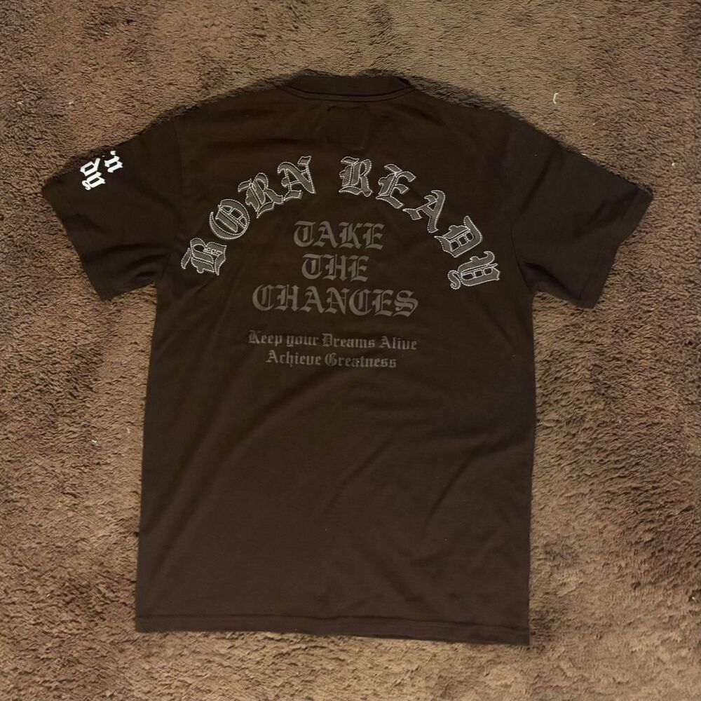 Born Men's Brown and Black T-shirt